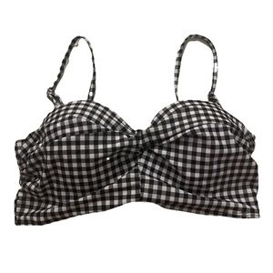 Black and White Gingham Plaid Summer Beach Bikini Top Adjustable or Strapless
